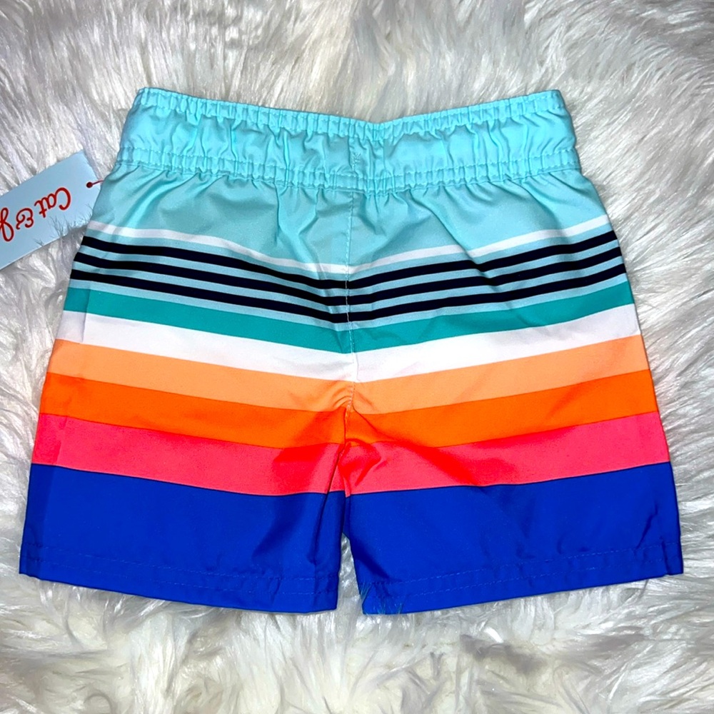 Boys NWT Multicolor Striped Bathing Suit Trunks